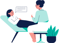 graphic of physical therapist talking to patient